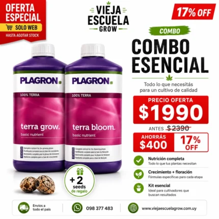 Combo Esencial Plagron Terra Grow + Terra Bloom 1L + 2 Semillas de Regalo