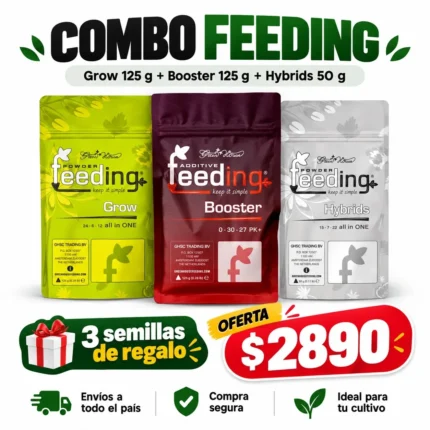 Combo Green House Feeding Grow 125 g + Booster 125 g + Hybrids 50 g + 3 Semillas de Regalo