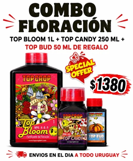 Combo Floración Top Crop – Top Bloom 1L + Top Candy 250ml + Top Bud 50ml de Regalo
