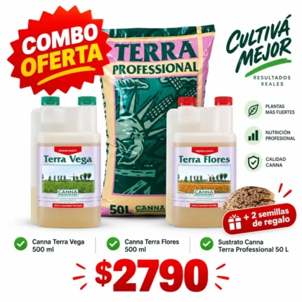 Combo CANNA Terra Vega + Terra Flores + Sustrato 50 L